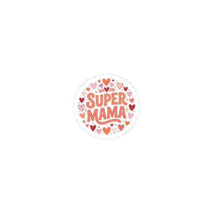 Super Mama Kiss-Cut Sticker — Heart Pattern Laptop Decal for Moms, Mother’s Day Gift