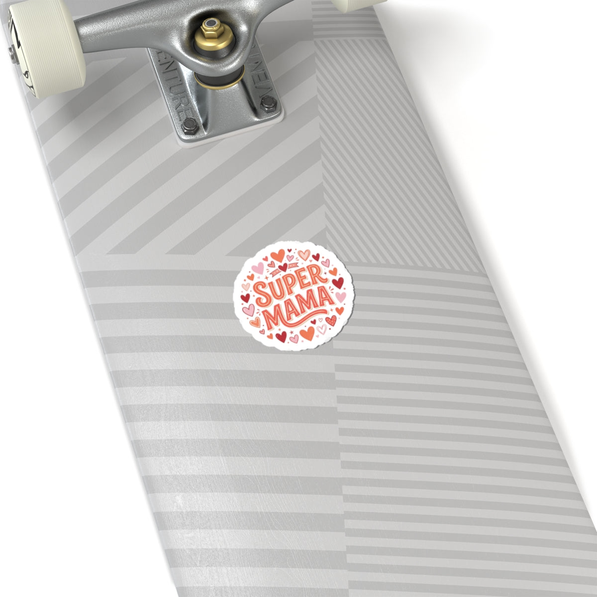 Super Mama Kiss-Cut Sticker — Heart Pattern Laptop Decal for Moms, Mother’s Day Gift