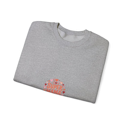 Crewneck Sweatshirt — "Super Mama" Heart Badge