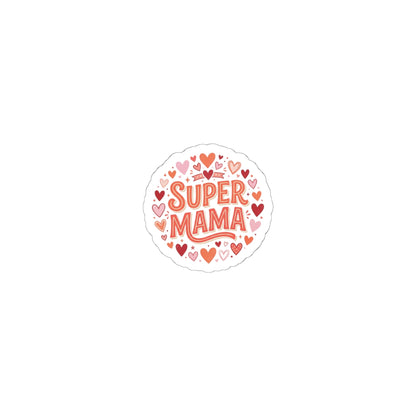 Super Mama Kiss-Cut Sticker — Heart Pattern Laptop Decal for Moms, Mother’s Day Gift