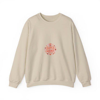 Crewneck Sweatshirt — "Super Mama" Heart Badge