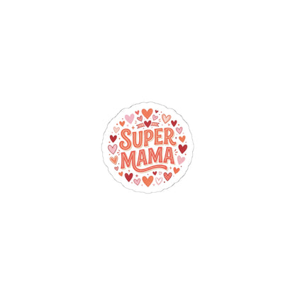 Super Mama Kiss-Cut Sticker — Heart Pattern Laptop Decal for Moms, Mother’s Day Gift