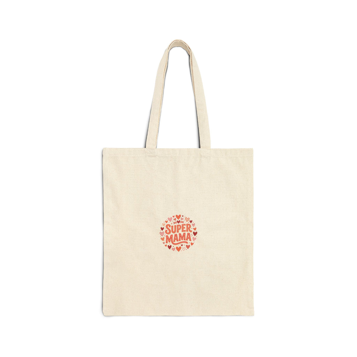 Tote Bag — "Super Mama" Heart Circle Canvas Tote (Mother’s Day Gift)