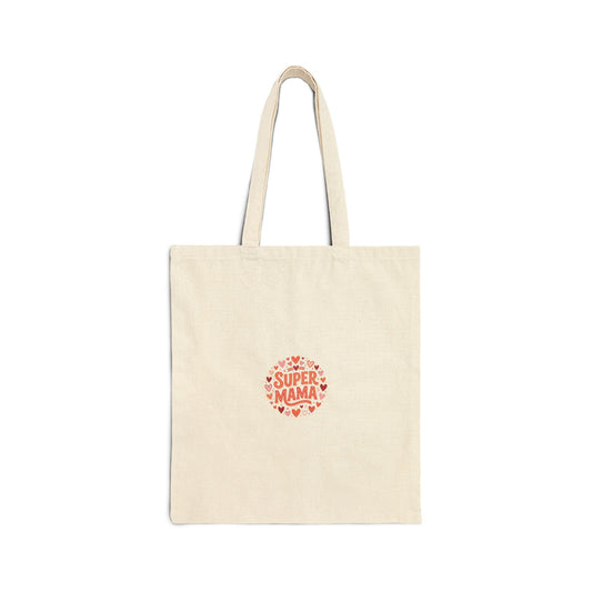 Tote Bag — "Super Mama" Heart Circle Canvas Tote (Mother’s Day Gift)