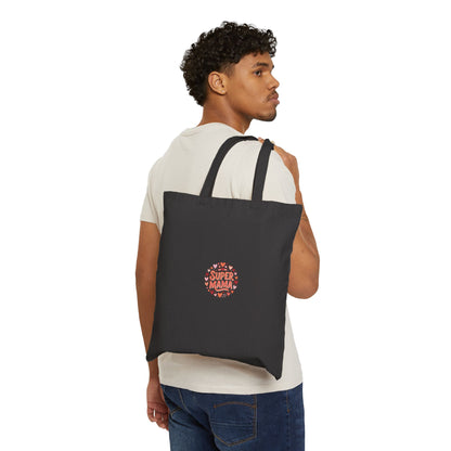 Tote Bag — "Super Mama" Heart Circle Canvas Tote (Mother’s Day Gift)