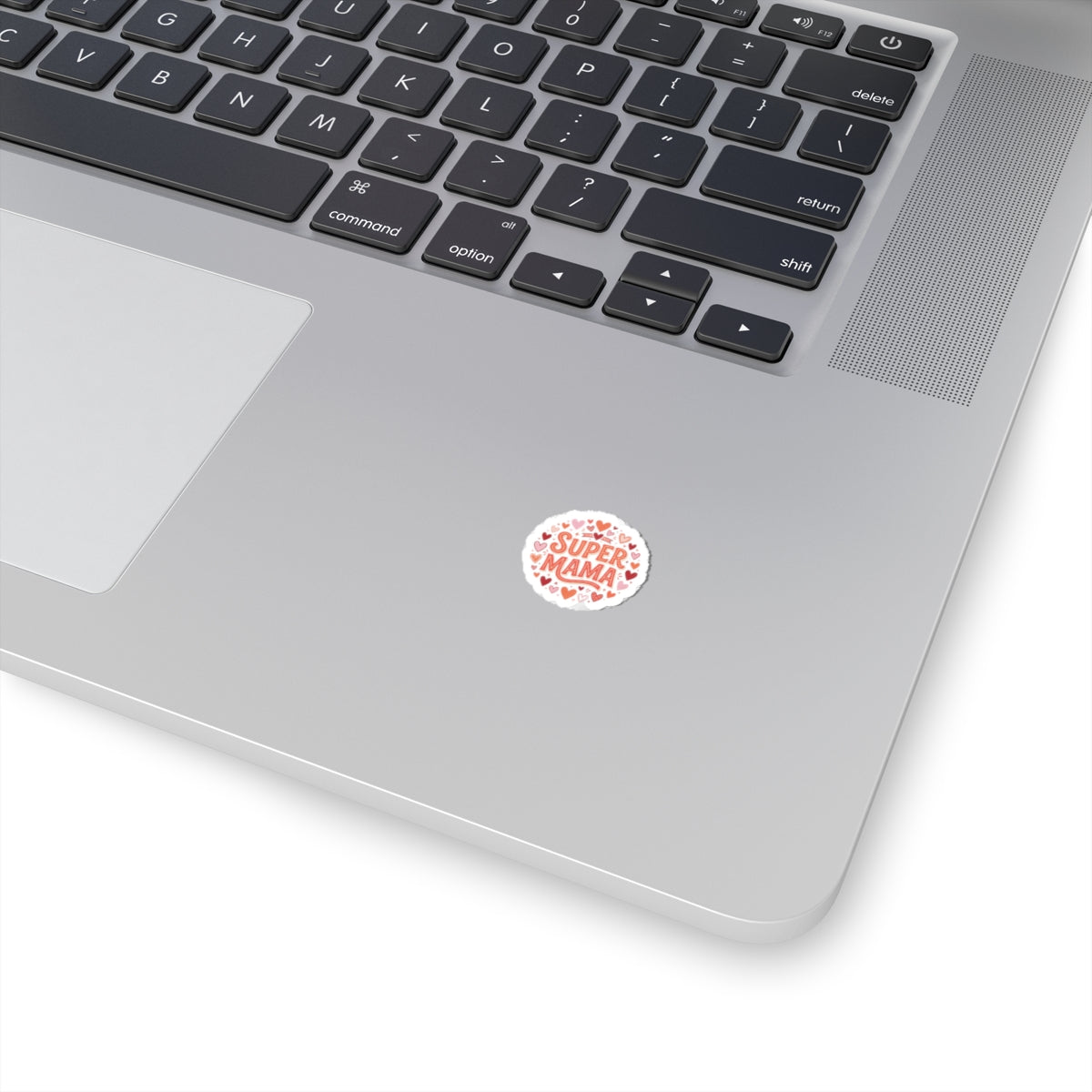 Super Mama Kiss-Cut Sticker — Heart Pattern Laptop Decal for Moms, Mother’s Day Gift