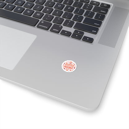 Super Mama Kiss-Cut Sticker — Heart Pattern Laptop Decal for Moms, Mother’s Day Gift